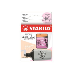 STABILO BOSS MINI Pastellove 2.0 - Evidenziatore - powder gray, frosted mauve, apricot sorbet - inchiostro base acqua - 2-5 mm 