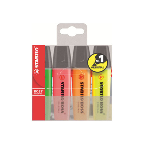 STABILO BOSS ORIGINAL - Evidenziatore - arancione fluorescente, giallo fluorescente, verde fluorescente, rosa fluorescente - in