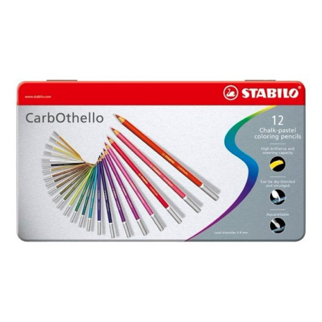 STABILO CarbOthello - Pastello colorato - gessetto - colori assortiti - 4.4 mm (pacchetto di 12)