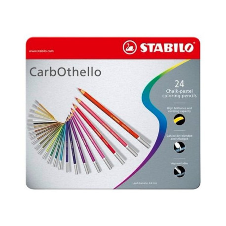 STABILO CarbOthello - Pastello colorato - gessetto - colori assortiti - 4.4 mm (pacchetto di 24)