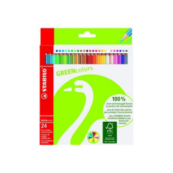 STABILO GREENcolors - Pastello colorato - colori assortiti - 2.5 mm - 24 pezzi (pacchetto di 12)