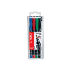 STABILO OHPen universal - Penna a punta sottile - permanente - per lucidi - nero, rosso, blu, verde - 0.7 mm - fine (pacchetto 