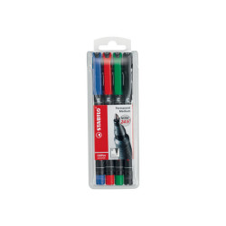 STABILO OHPen universal - Penna a punta sottile - permanente - per lucidi - nero, rosso, blu, verde - 1 mm - medio (pacchetto d