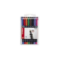 STABILO OHPen universal - Penna punta in fibra - permanente - colori assortiti - 0.7 mm - fine - 8 pezzi (pacchetto di 5)