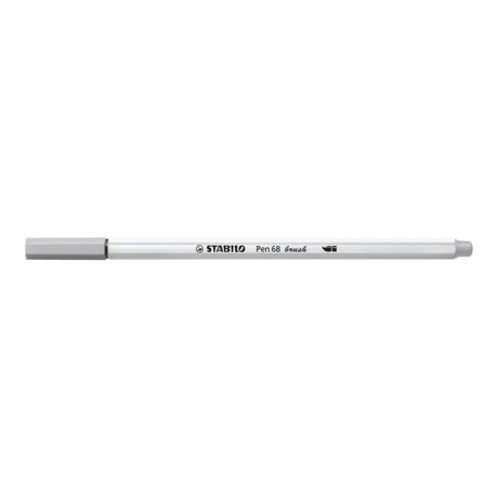 STABILO Pen 68 - Penna con punta a pennello - grigio intermedio - inchiostro base acqua - sottile-ampio