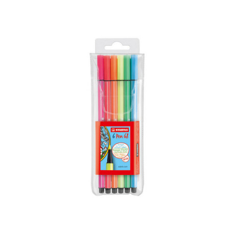 STABILO Pen 68 - Penna punta in fibra - blu fosforescente, arancione fluorescente, rosso fluorescente, giallo fluorescente, ver