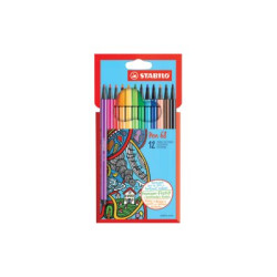 STABILO Pen 68 - Penna punta in fibra - colori assortiti - inchiostro base acqua - 1 mm - medio (pacchetto di 12)