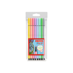 STABILO Pen 68 - Penna punta in fibra - colori assortiti - inchiostro base acqua - 1 mm - medio (pacchetto di 8)