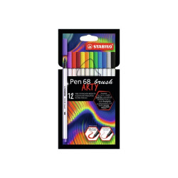 STABILO Pen 68 ARTY - Penna punta in fibra - colori assortiti - inchiostro base acqua (pacchetto di 12)