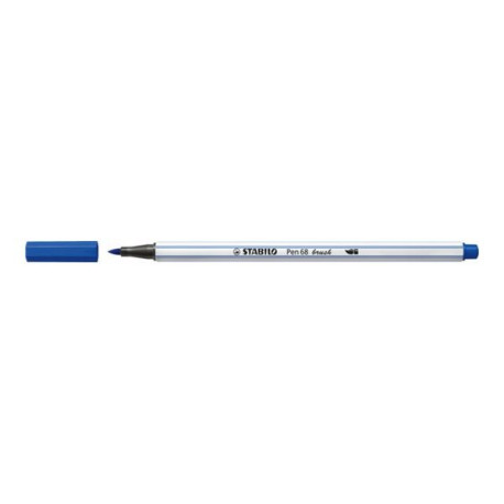 STABILO Pen 68 Brush - Penna con punta a pennello - blu oltremare - inchiostro base acqua