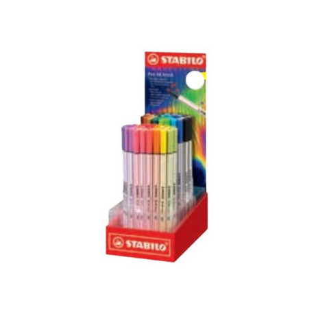 STABILO Pen 68 Brush ARTY - Penna con punta a pennello - inchiostro base acqua (pacchetto di 80)