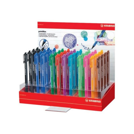 STABILO pointMax - Penna a punta sottile - colori assortiti - inchiostro base acqua - 0.8 mm - medio (pacchetto di 48)