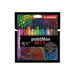 STABILO pointMax - Penna punta in fibra - colori assortiti - inchiostro base acqua - 0.8 mm - medio (pacchetto di 15)