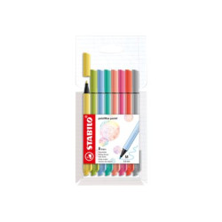 STABILO pointMax - Penna punta in fibra - colori pastello assortiti - inchiostro base acqua - 0.8 mm - medio (pacchetto di 8)