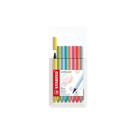 STABILO pointMax - Penna punta in fibra - colori pastello assortiti - inchiostro base acqua - 0.8 mm - medio (pacchetto di 8)