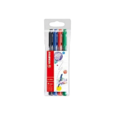 STABILO pointMax - Penna punta in fibra - nero, verde smeraldo, carminio, blu ultramarino - inchiostro base acqua - 0.8 mm - la