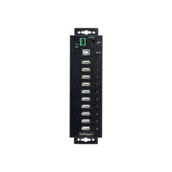 StarTech.com 10-Port Industrial USB 2.0 Hub, Rugged USB Hub w/15kV Air/8kV Contact ESD Level 4 Protection, DIN/Wall/Desk Mounta