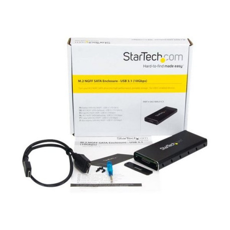 StarTech.com Box esterno in alluminio SATA M.2 NGFF - USB 3.1 (10Gbps) con cavo USB-C - Box esterno - M.2 - SATA 6Gb/s - USB 3.