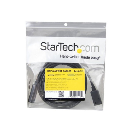 StarTech.com Cavo da DisplayPort a HDMI 4K 30Hz 2 m - Cavo Adattatore DisplayPort/HDMI - Cavo Convertitore da DP 1.2 a HDMI per