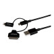 StarTech.com Cavo di ricarica cellulare o Tablet combo 3 in 1 USB a Micro USB / Lightning / 30-pin dock da 1m - Nero - Cavo per