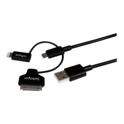 StarTech.com Cavo di ricarica cellulare o Tablet combo 3 in 1 USB a Micro USB / Lightning / 30-pin dock da 1m - Nero - Cavo per