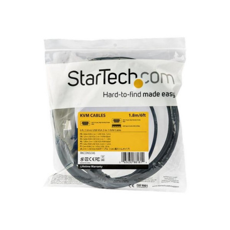 StarTech.com Cavo KVM USB da 4,6m per Console Montabile ad Armadio Rack - VGA & USB - Cablato con Singolo Connettore (RKCONSUV1