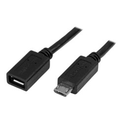 StarTech.com Cavo prolunga Micro USB maschio a femmina - Cavo di estensione micro-USB di 50cm - Nero - Prolunga USB - Micro-USB