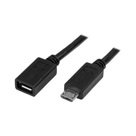 StarTech.com Cavo prolunga Micro USB maschio a femmina - Cavo di estensione micro-USB di 50cm - Nero - Prolunga USB - Micro-USB