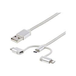 StarTech.com Cavo USB-C Multi-Carica - Lightning, USB, Micro-B - Cavo di Ricarica Intrecciato USB-C - Certificato MFi - USB 2.0