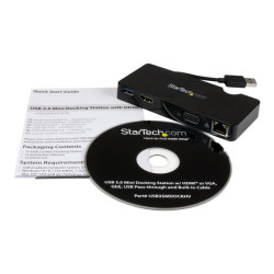 StarTech.com Docking Station mini per Laptop Universale USB 3.0 a doppia uscita con adattatori HDMI / VGA  e Gigabit Ethernet U