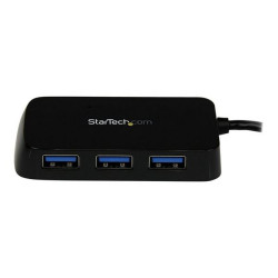 StarTech.com Hub Mini USB 3.0 SuperSpeed a 4 porte portatile - Nero - Hub - 4 x SuperSpeed USB 3.0 - desktop - per P/N: FCREADM