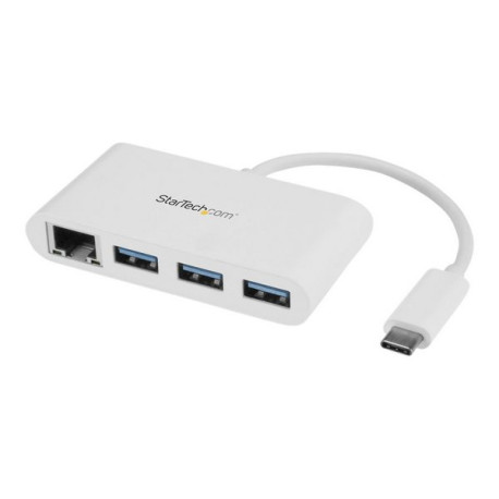 StarTech.com Hub USB 3.0 a 3 porte con Gigabit Ethernet - USB-C a 3x USB-A - Perno e Concentratore USB Type-C - Bianco - Hub - 