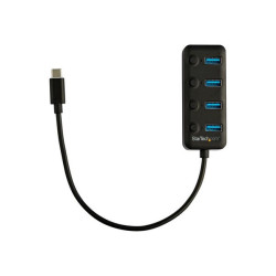 StarTech.com Hub USB-C a 4 porte - 4x USB-A con Swith On/Off Individuale (HB30C4AIB) - Hub - 4 x USB 3.1 Gen 1 - desktop