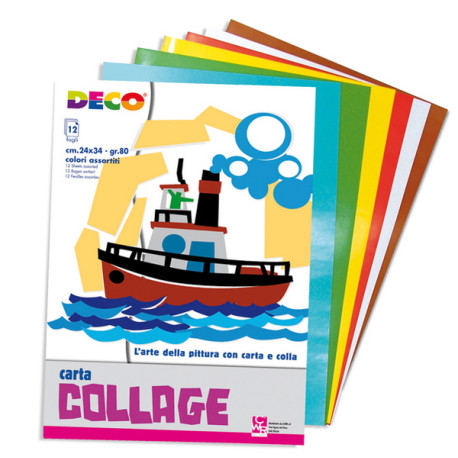 Album collage - 24 x 34 cm - 12 fogli - carta lucida rasata - DECO