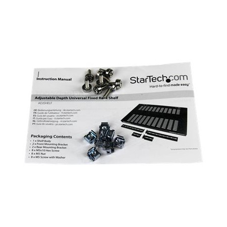 StarTech.com Ripiano fisso per armadio server a rack, profondità regolabile - Mensola rack - nero - 1U - 19" - per P/N: CABSCRW