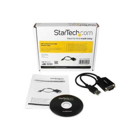 StarTech.com Cavo adattatore DB9 USB a seriale RS-232, con interfaccia COM - Scheda seriale - USB - RS-232 - nero