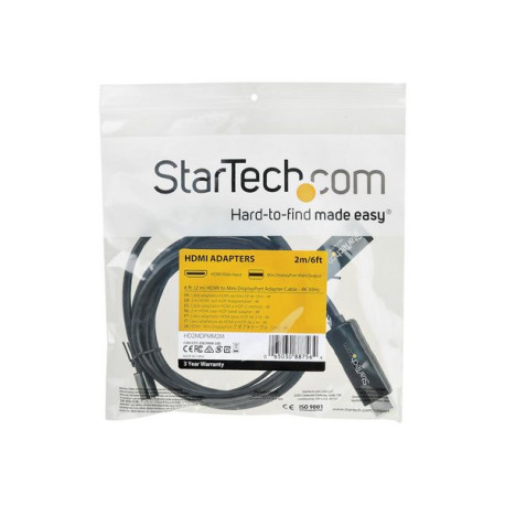 StarTech.com Cavo adattatore HDMI a Mini DisplayPort da 2 m - 4K 30Hz alimentato via USB - Convertiore attivo -Mac & Windows (H