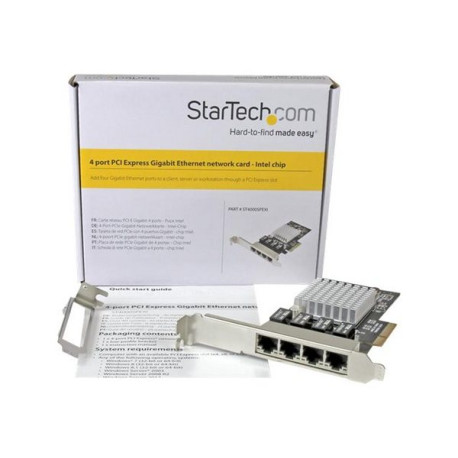 StarTech.com Scheda di rete PCIe Gigabit Power over Ethernet a 4 porte - Adattatore PCI express - Intel I350 NIC - Adattatore d