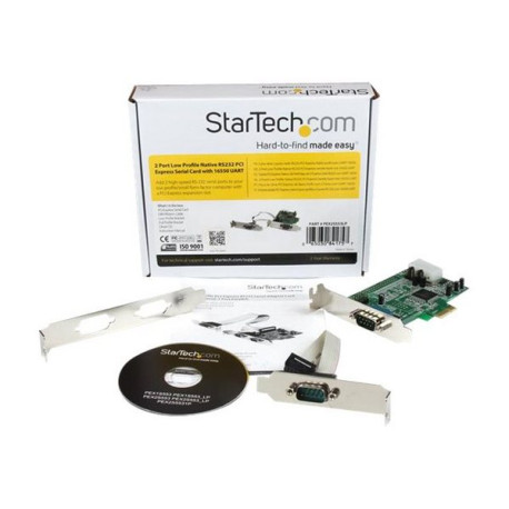 StarTech.com Scheda PCI Express seriale nativa basso profilo a 2 porte RS-232 con 16550 UART - Scheda seriale - PCIe profilo ba