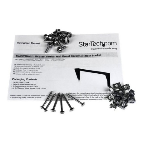 StarTech.com Staffa rack in acciaio 3U per montaggio attrezzature su parete verticale da 48 cm ca. - Staffa di montaggio - mont