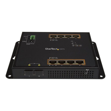 StarTech.com Switch Ethernet Gigabit a 8 porte PoE+ con 2 connessioni SFP - Gestito - Montabile a Parete con accesso frontale -