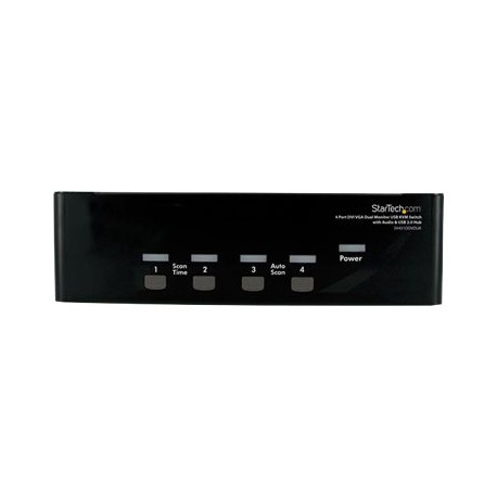 StarTech.com Switch KVM doppio monitor VGA DVI 4 porte USB con audio e hub USB 2.0 - Switch KVM / audio / USB - 4 x KVM / audio