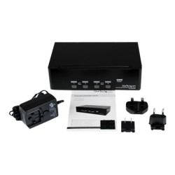 StarTech.com Switch KVM Dual DVI USB 4 porte con audio e hub USB 2.0 - Switch KVM / audio / USB - 4 x KVM / audio / USB - 1 ute