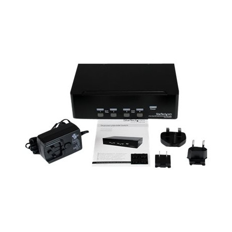 StarTech.com Switch KVM Dual DVI USB 4 porte con audio e hub USB 2.0 - Switch KVM / audio / USB - 4 x KVM / audio / USB - 1 ute