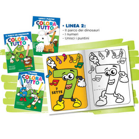 Album da colorare - Dinosauri e Numeri - 24 facciate - Blasetti - conf. 6 pezzi