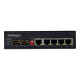 StarTech.com Switch di rete LAN a 6 porte - 4 porte PoE RJ45 + 2 slot SFP - PoE 30W - Switch Gigabit Ethernet industriale (IES1