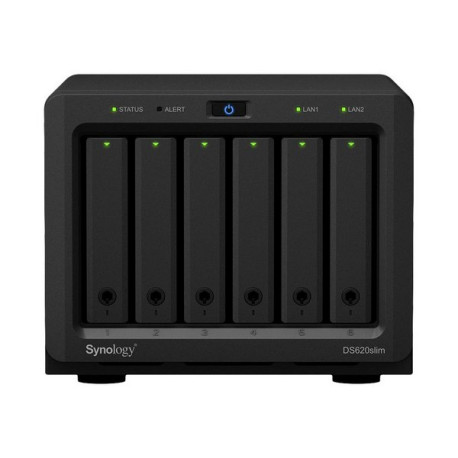 Synology Disk Station DS620slim - Server NAS - 6 alloggiamenti - SATA 6Gb/s - RAID 0, 1, 5, 6, 10, JBOD - RAM 2 GB - Gigabit Et