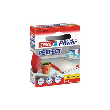 Tesa extra Power Perfect - Nastro in tessuto - 19 mm x 2.75 m - tessuto rivestito di acrilico - rosso