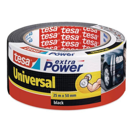 Tesa extra Power Universal - Nastro adesivo - 50 mm x 25 m - pellicola di polietilene con filamento PET - nero