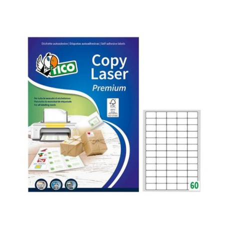 Tico Copy Laser Premium - Carta - Opaca - adesivo permanente - bianco - 37.5 x 23.5 mm 6000 etichette (100 foglio(i) x 60) Etic